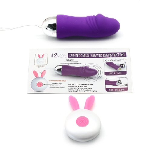 Rechargeable Silicone Vibrating Egg with 12-Speed Remote Control in Penis-Inspired Design