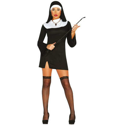 Short Nun Dress Black And White Color.