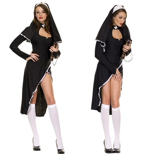 Nun Costume With Black Long-sleeved Dress