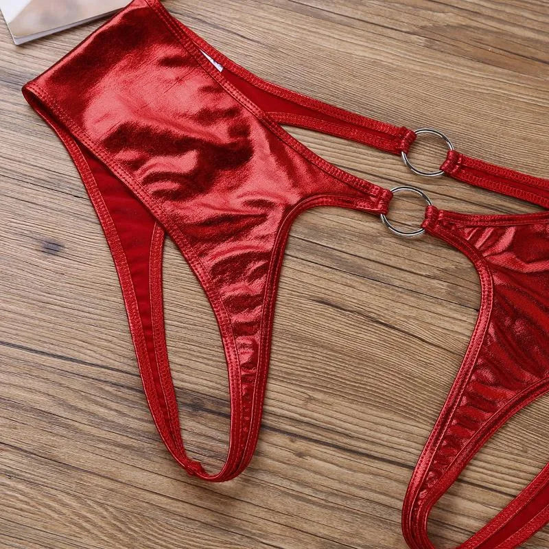 Soft Faux Leather Crotchless Jockstrap | Women's Panties