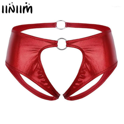 Soft Faux Leather Crotchless Jockstrap | Women's Panties