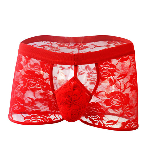 Hollowed-out Lace Boxer Briefs