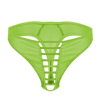 Men Hollowed-out Glass Yarn T-back Panty