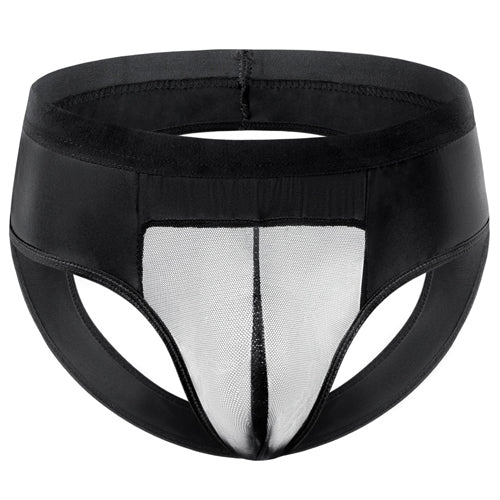 Leather Spliced With Mesh Assless Panty