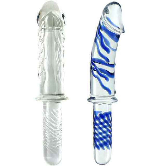 Handle-Grip Glass Dildo