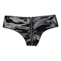 PU Black Erotic Zipper Panty