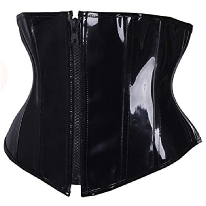 Black Glossy PU Under Bust Corset