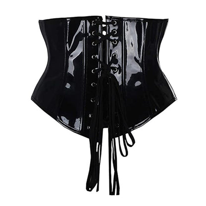 Black Glossy PU Under Bust Corset