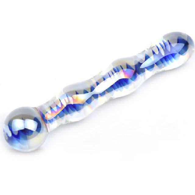 Blue Wave Glass Dildo